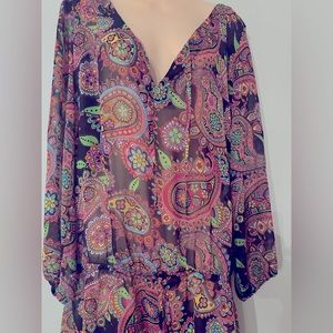 Womens Ladies silver by gotten bathing suit cover up paisley pattern